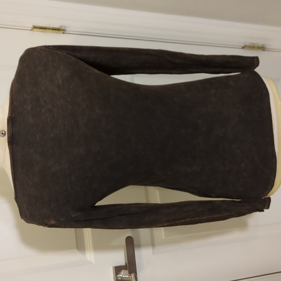 T Party Small Burnout Velvet Embroidered Long Sleeve Boho Peacock Shirt - Picture 5 of 8